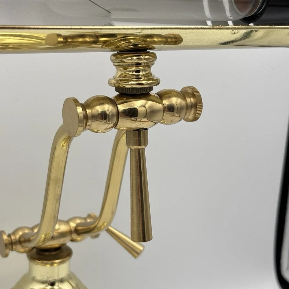 Vintage Brass Lamp Banker Piano Desk Adjustable W/ Bulb UL Listed
